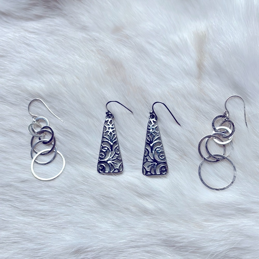Sterling silver Circle earrings and Silver Celtic Design Dangle Earrings